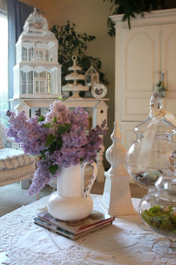 Lilac and moss shabby chic country style