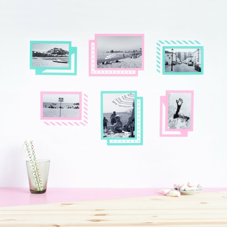 Photo frame graphically pink green optical illusion