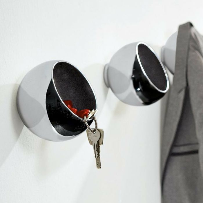 Functional, eye-catching design is a seldom encountered shape on wall objects - wall hooks ball sphere aluminum
