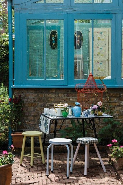 Greenhouse blue garden furniture metal