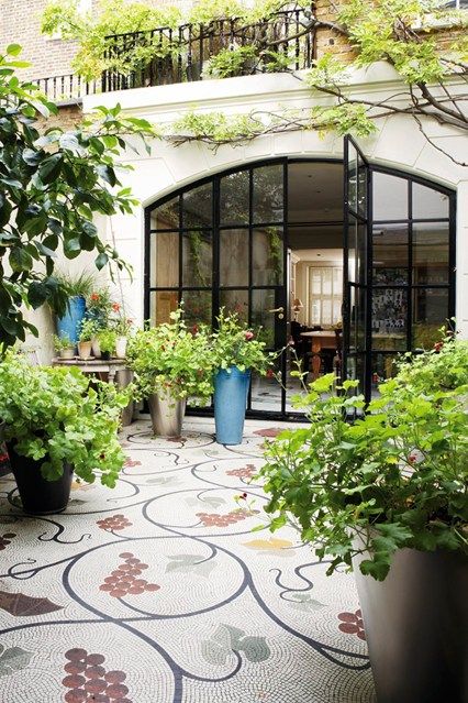 Glass doors create plants in the inner courtyard