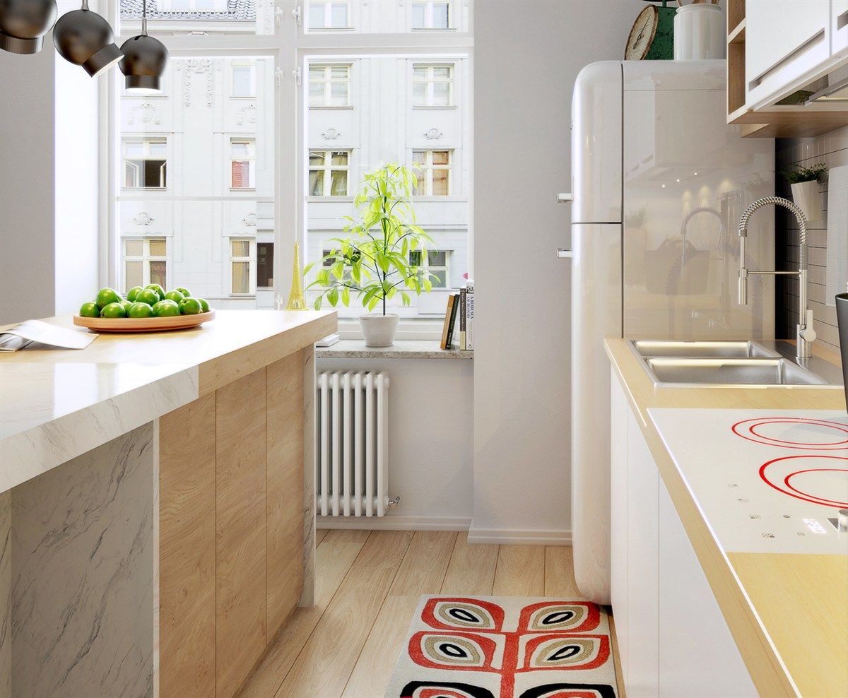 Kitchen design Nordic style decor red black