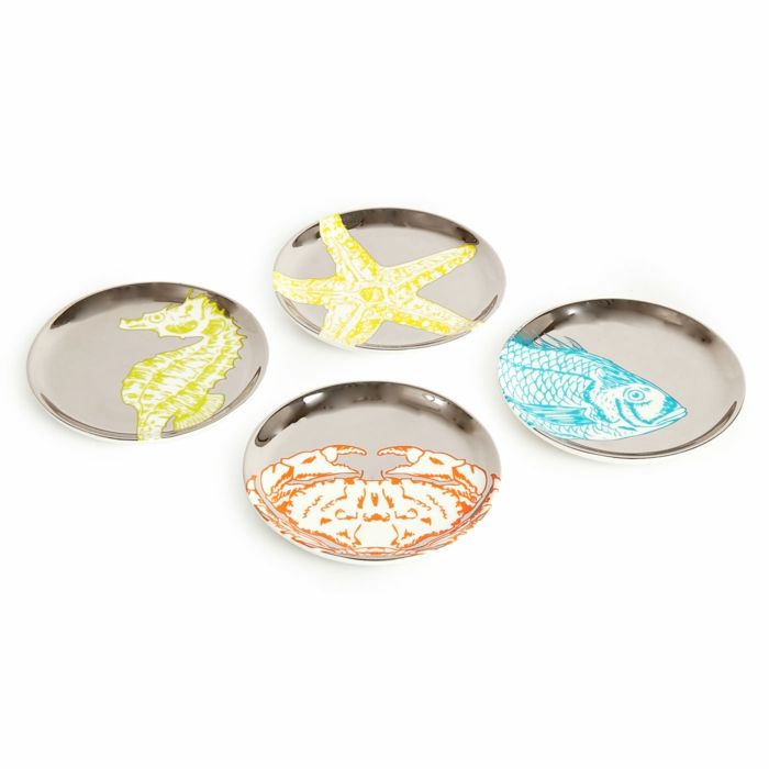 Sea animals in four colors coasters