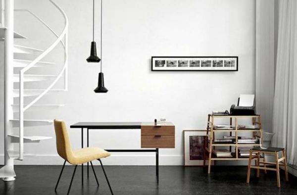 Minimalistisch Wohnzimmer Designer Schwarz Weiß Holz