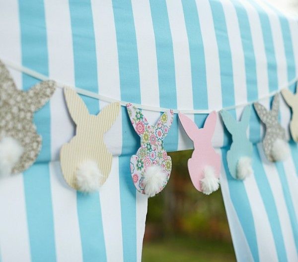 Paper garland of colorful bunnies craft idea