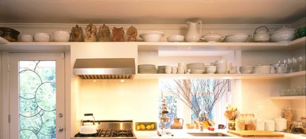 Optimal use of space - kitchen wall shelves storage space