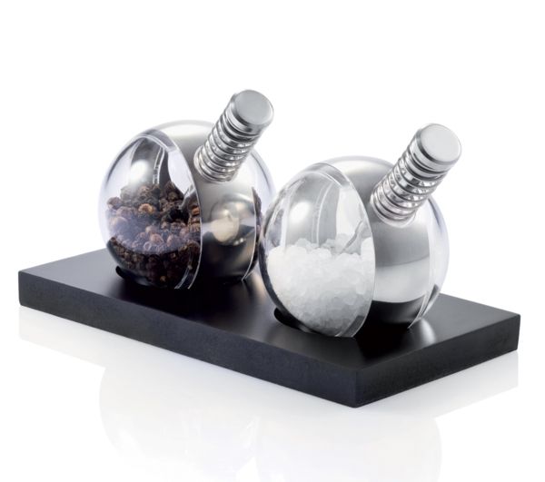 Salt and pepper mill made of acrylic and stainless steel spice mills, spherical