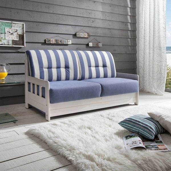 Sofa bed in white-blue maritime
