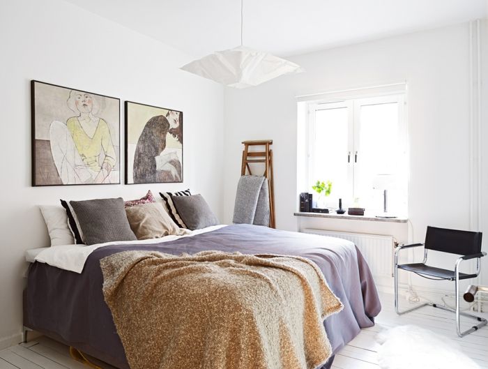 Schlafzimmer skandinavisch schwarz weiß naturfarben