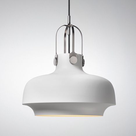 Sleek lamp made of painted metal in white designer pendant lights
