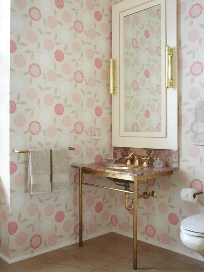 Shabby chic pattern for the wall wallpaper in the bathroom ideas shabby chic