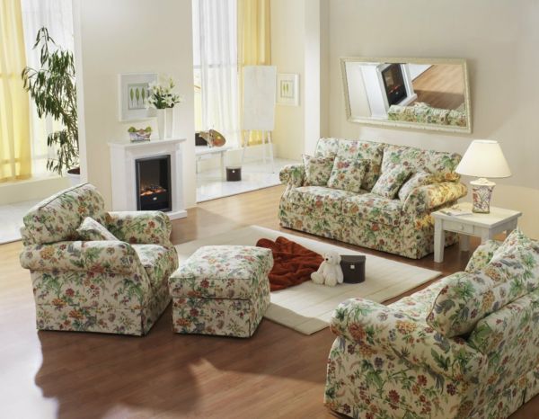 Flowery white sofa