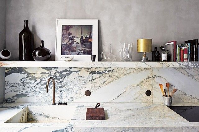Stark geäderter Marmor-Küchenrenovierung Küchenrückwand