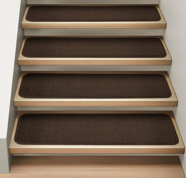 Carpet steps dark brown rectangular subtle staircase carpet