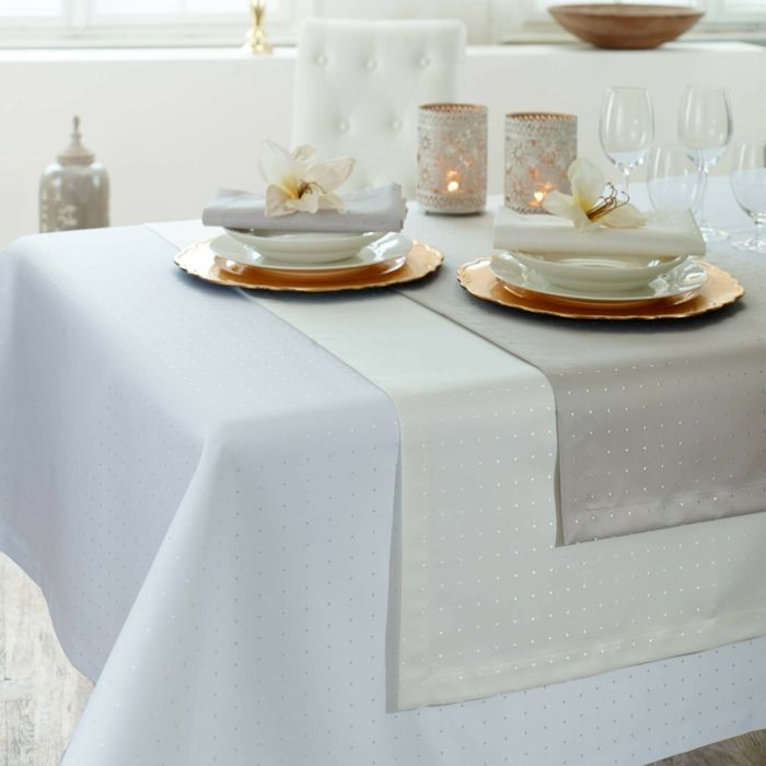 Table linen damask polka dot pattern shiny