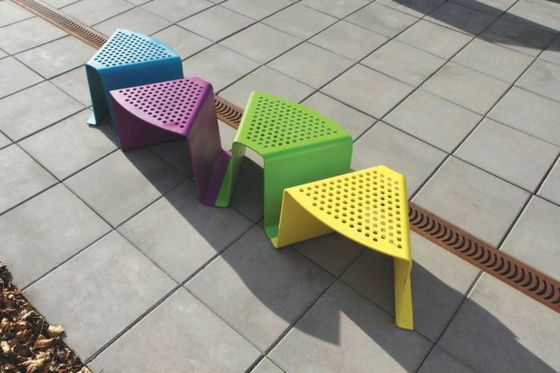 Trapezoidal park benches made of galvanized sheet steel outdoor chairs