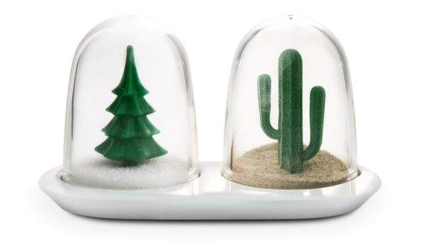 Playful design spice set made of glass and porcelain