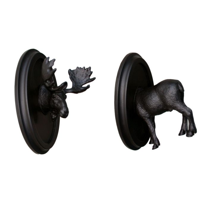 Playful design in chic black color-original wall hook animal hunting trophy