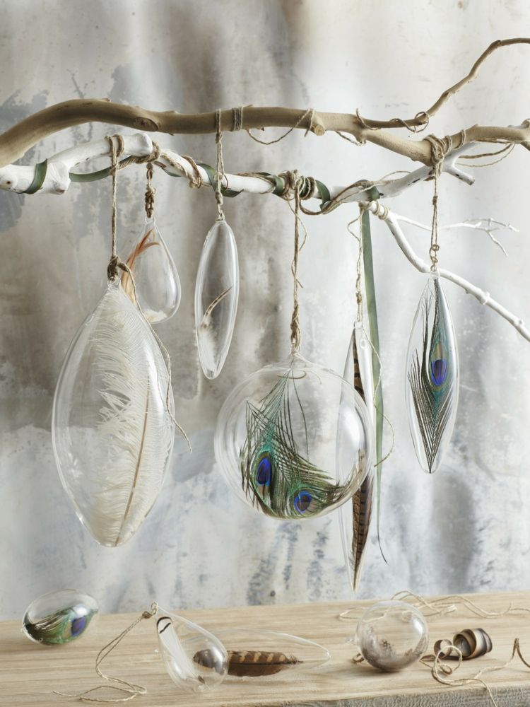 Christmas decorations with feathers