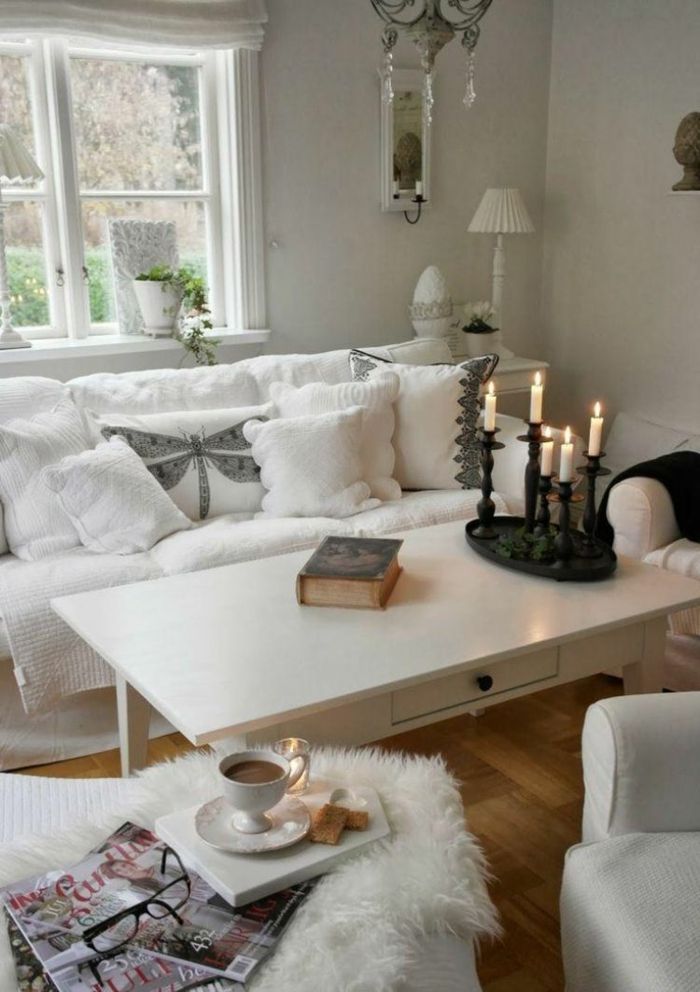 Wohnideen für das weisse, romantische Wohnzimmer-Idee zum Wohnen