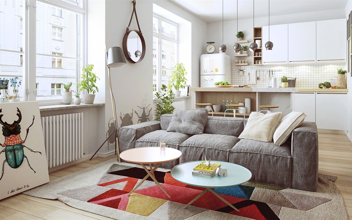 Wohnzimmer skandinavisch modern Wandtattoo