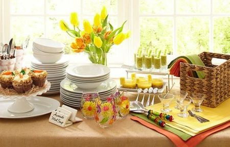 fresh springtime yellow orange green easter table decoration