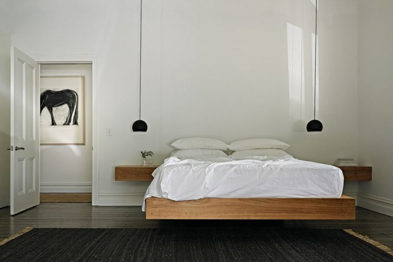 hanging bed wood bedroom modern interior