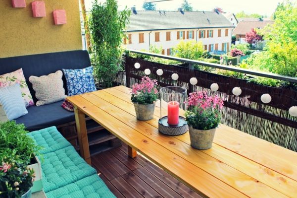 modern balcony design decoration euro pallets wooden table