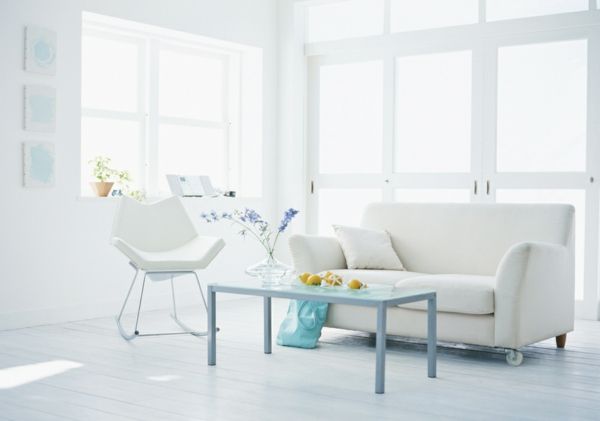 moderne-bodenbeläge-weiß-sessel-minimalistische-einrichtung-Bodenbelag weiss design