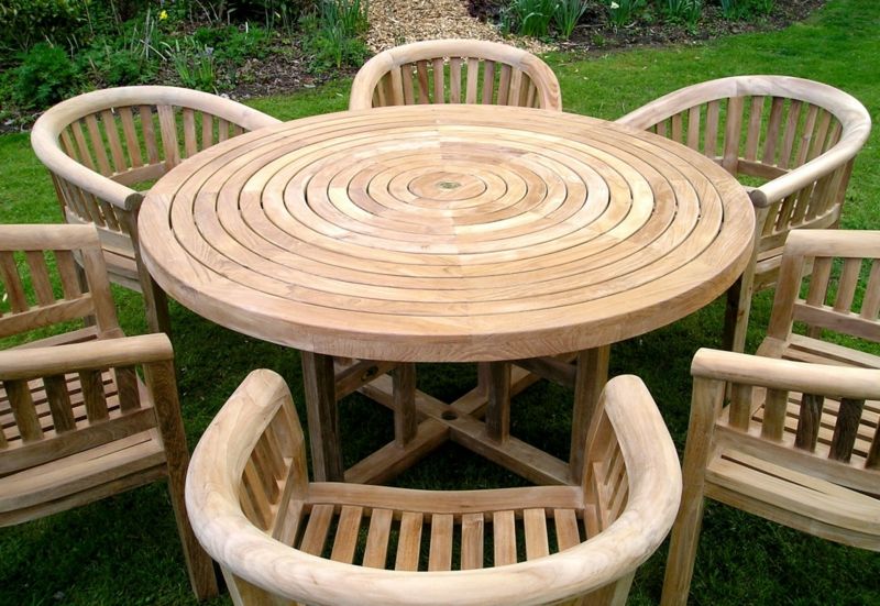 round table garden teak banana chair
