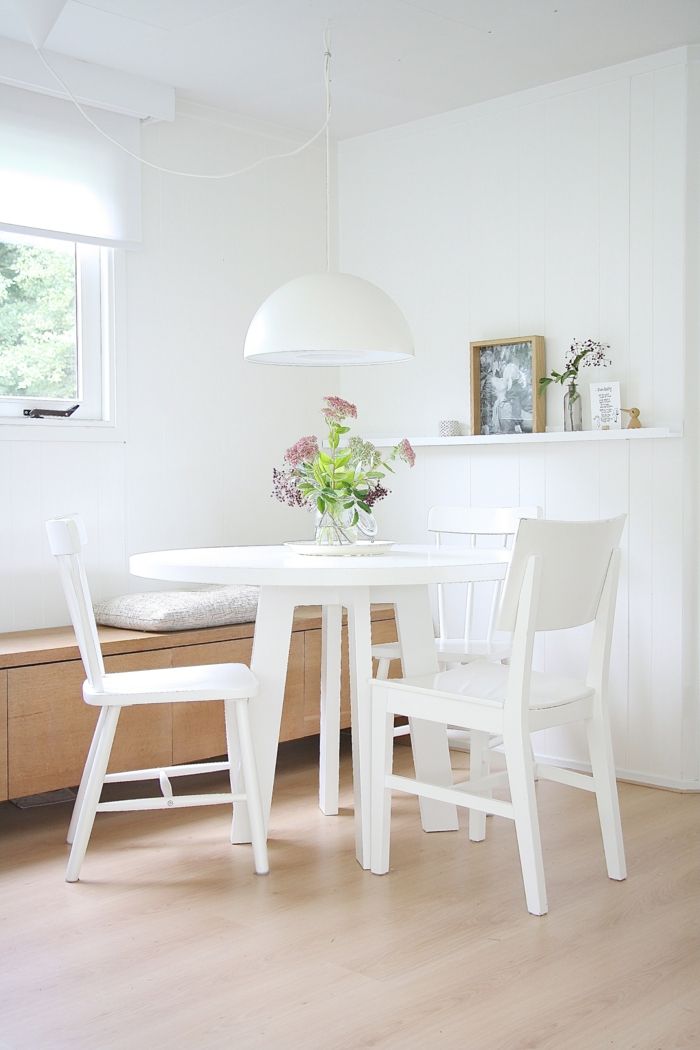 Scandinavian style dining table round white