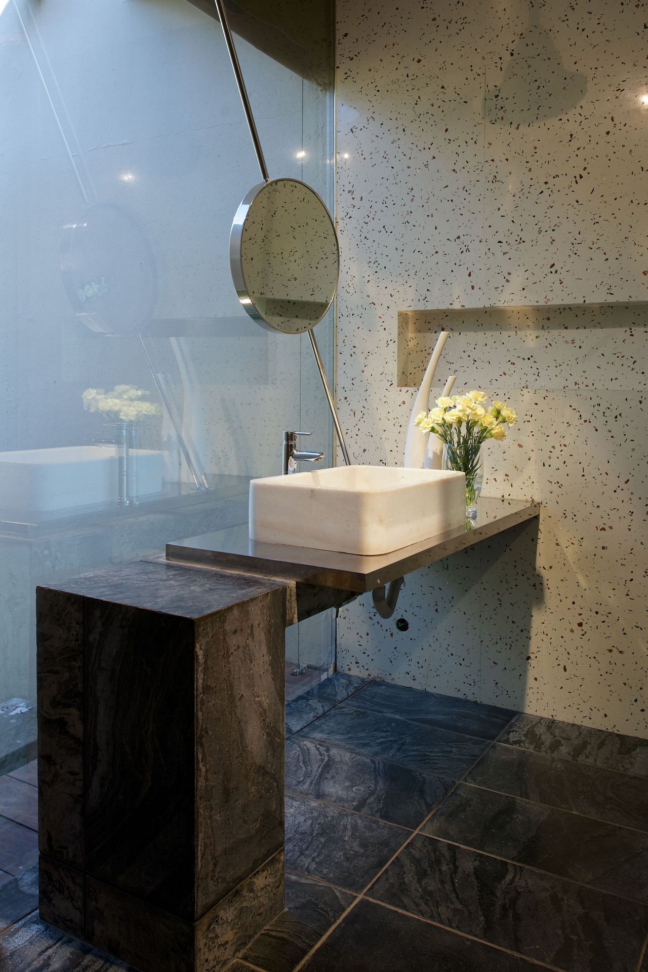 Bathroom modern ceramic sink natural stone vanity