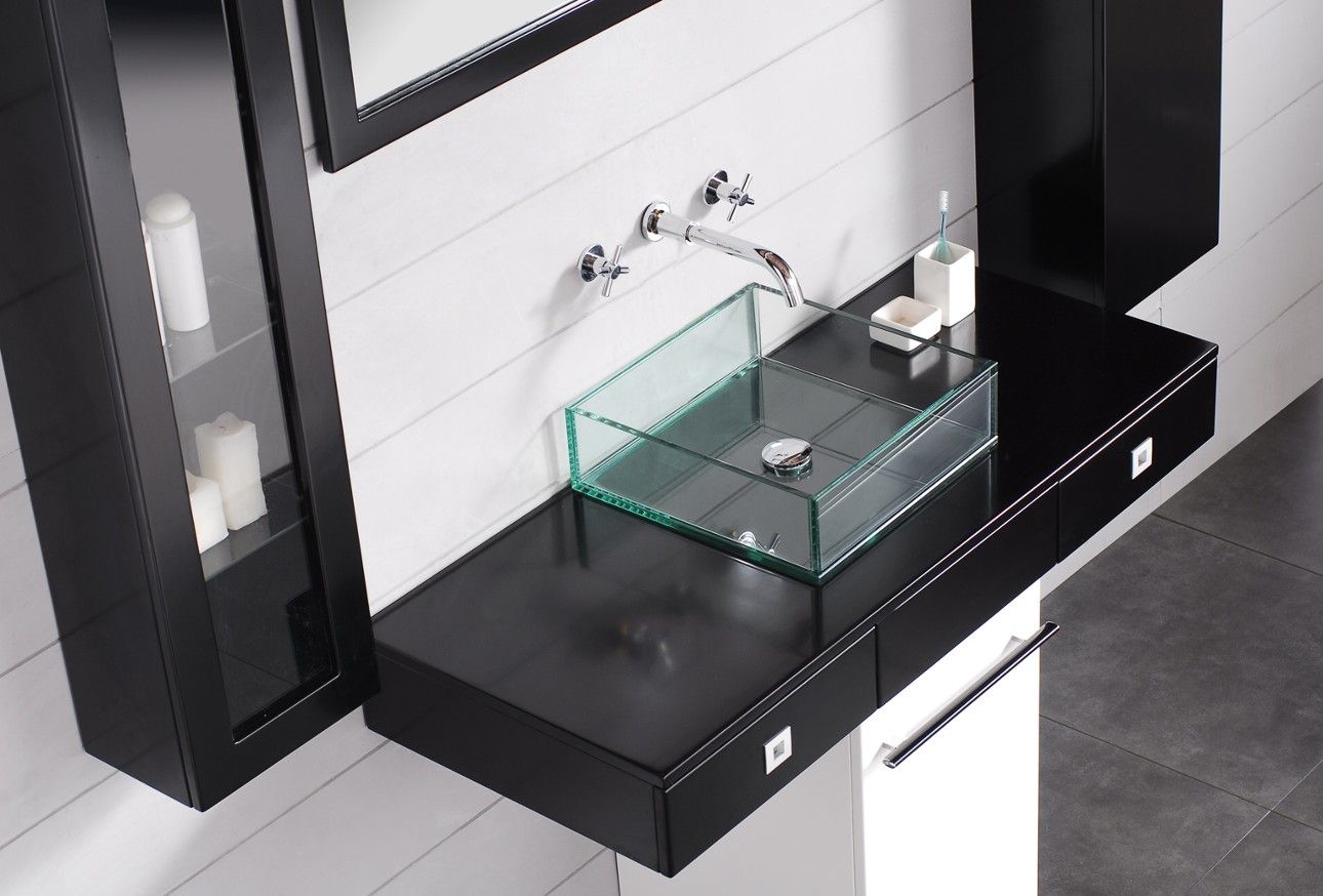 Designer washbasin glass washbasin black and white