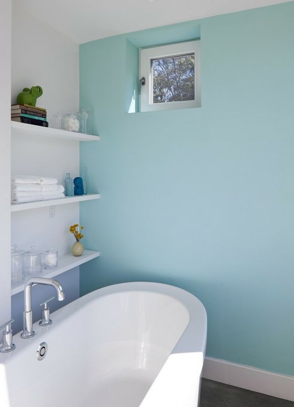 Cottage New England Bathtub on mint green wall