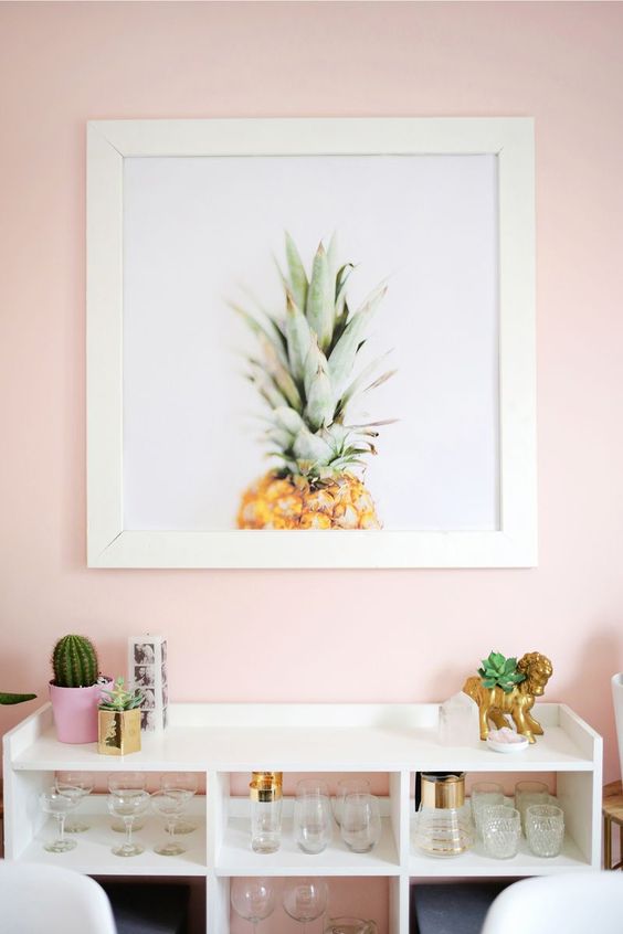Fruits poster pineapple modern white pink