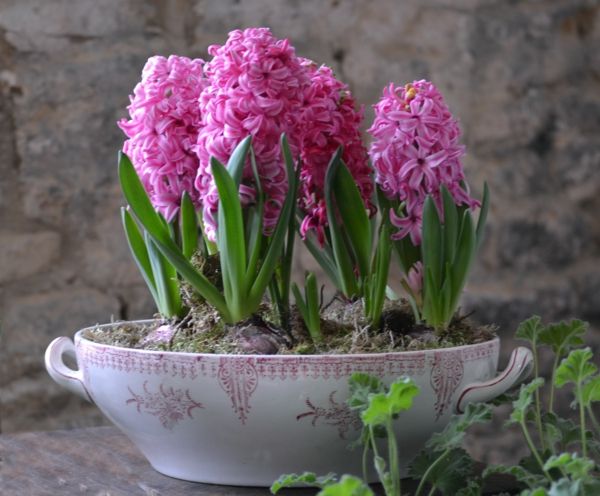 Glazed pottery with spring decoration