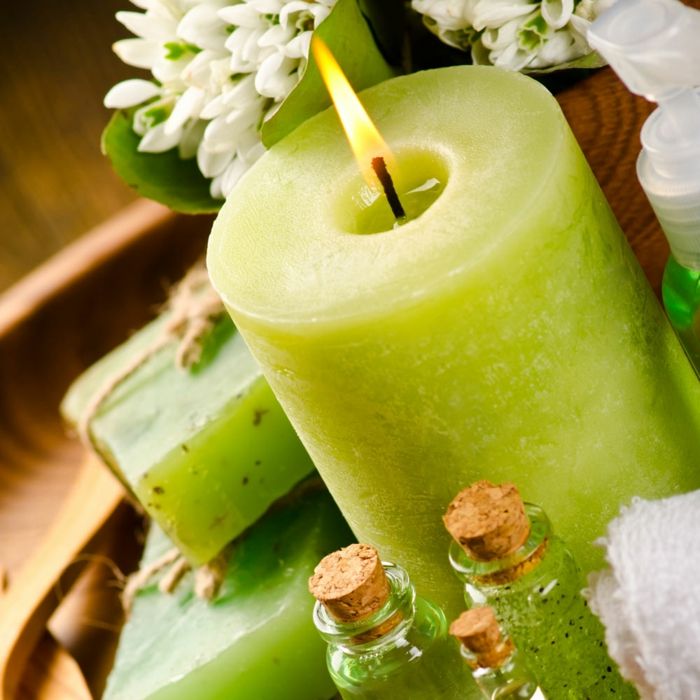 Light the green pillar candle every day