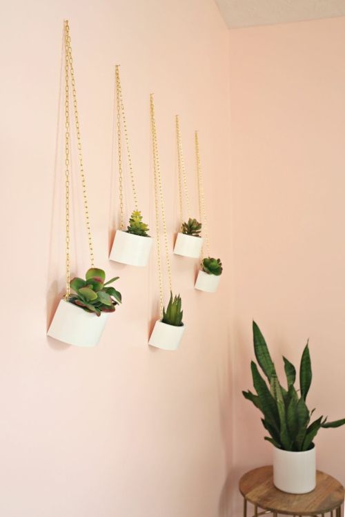 Home office decorative succulents hanging plant pots white