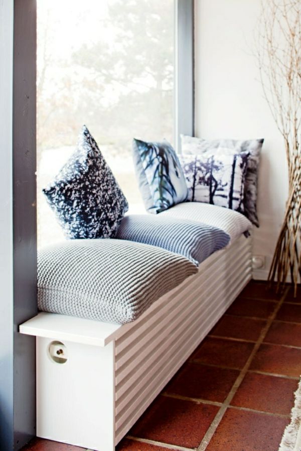 Radiator cladding white modern bench decorative cushion