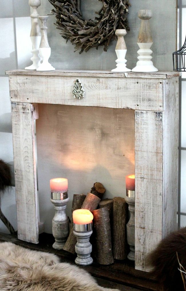 Fireplace surround Shabby antique white fireplace console decorative fireplace
