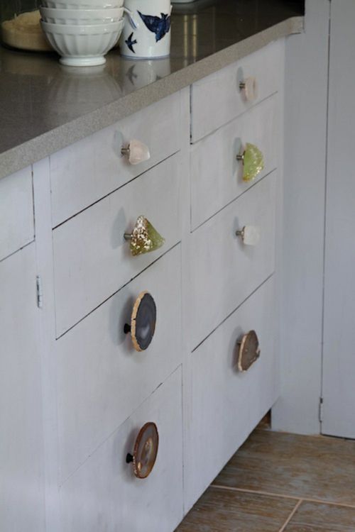 Dresser white drawer knob agate stone