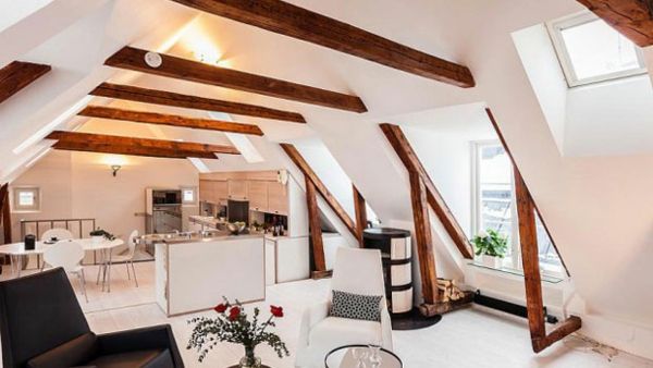 Küche Luxus Dachraum wohnlich Atmosphäre