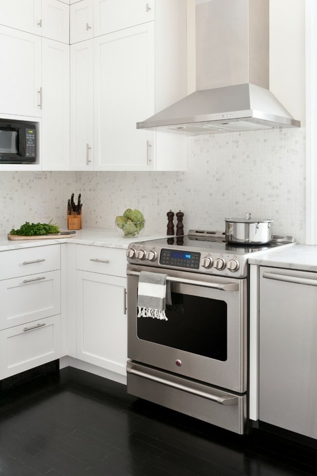 Kitchen design worktops marble metal stove