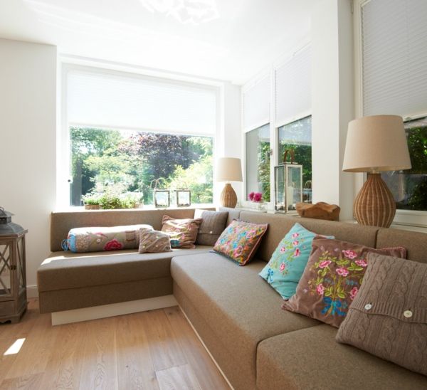 Country style living room panoramic view corner sofa