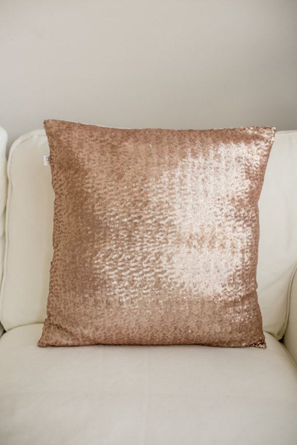 Metallic shimmering decorative cushion chic rose gold