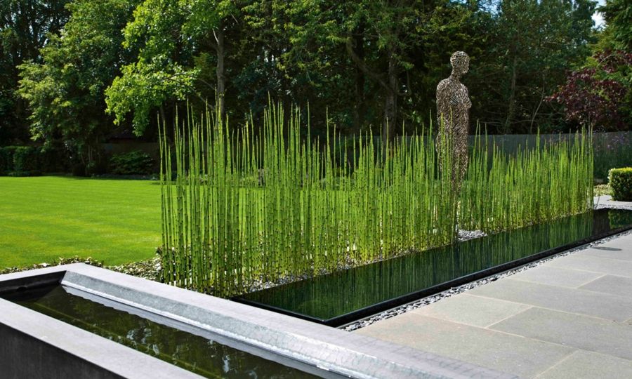 Modern garden design Horsetail sculpture