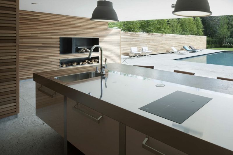 Outdoor kitchen industrial kitchen induction hob minimalist high gloss