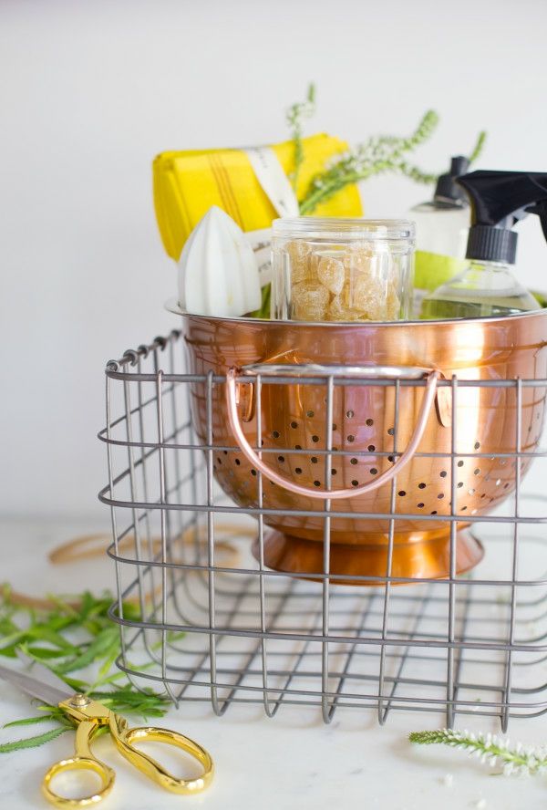 Gift basket stylish copper strainer essential oils