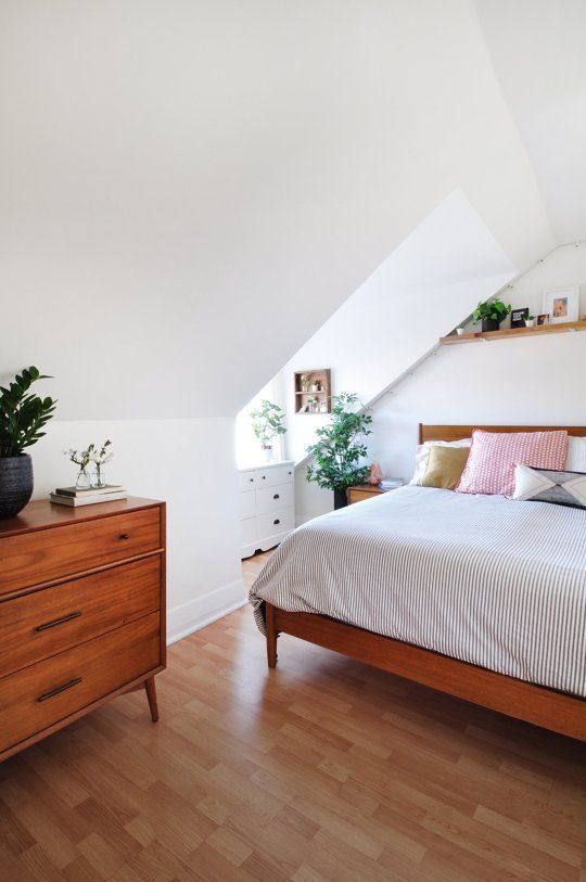 Bedroom wooden furniture sloping roof skylight