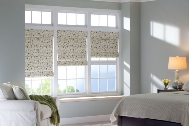 Schlafzimmer Sonnenschutz Faltrollos weiß verziert